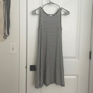 White and black striped women’s flowy dress